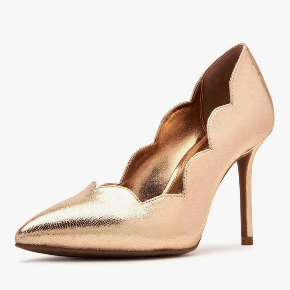Katy Perry "The Dina" Wavy Metallic Pump- Rose Gold